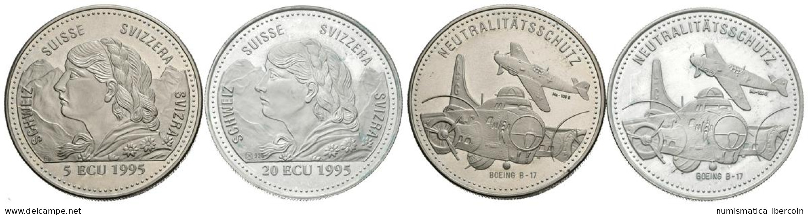 SUIZA. Conjunto De 2 Monedas De 5 Y 20 Ecu Del Año 1995. Serie Neutralitätsschu - Autres & Non Classés