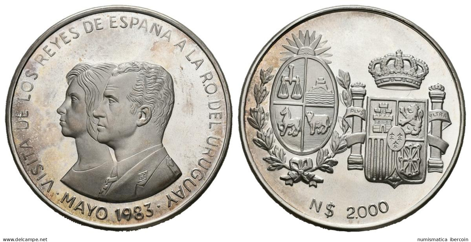 URUGUAY. Medalla Conmemorativa Con Valor De 2000 Pesos De La Visita Oficial De  - Sonstige & Ohne Zuordnung