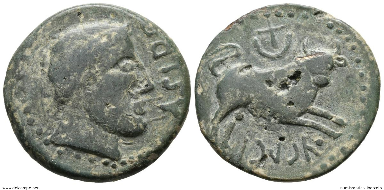 ASIDO (Medina Sidonia, Cádiz). As. (Ae. 14,59g/30mm). 50 A.C. Anv: Cabeza Mascu - Sonstige & Ohne Zuordnung