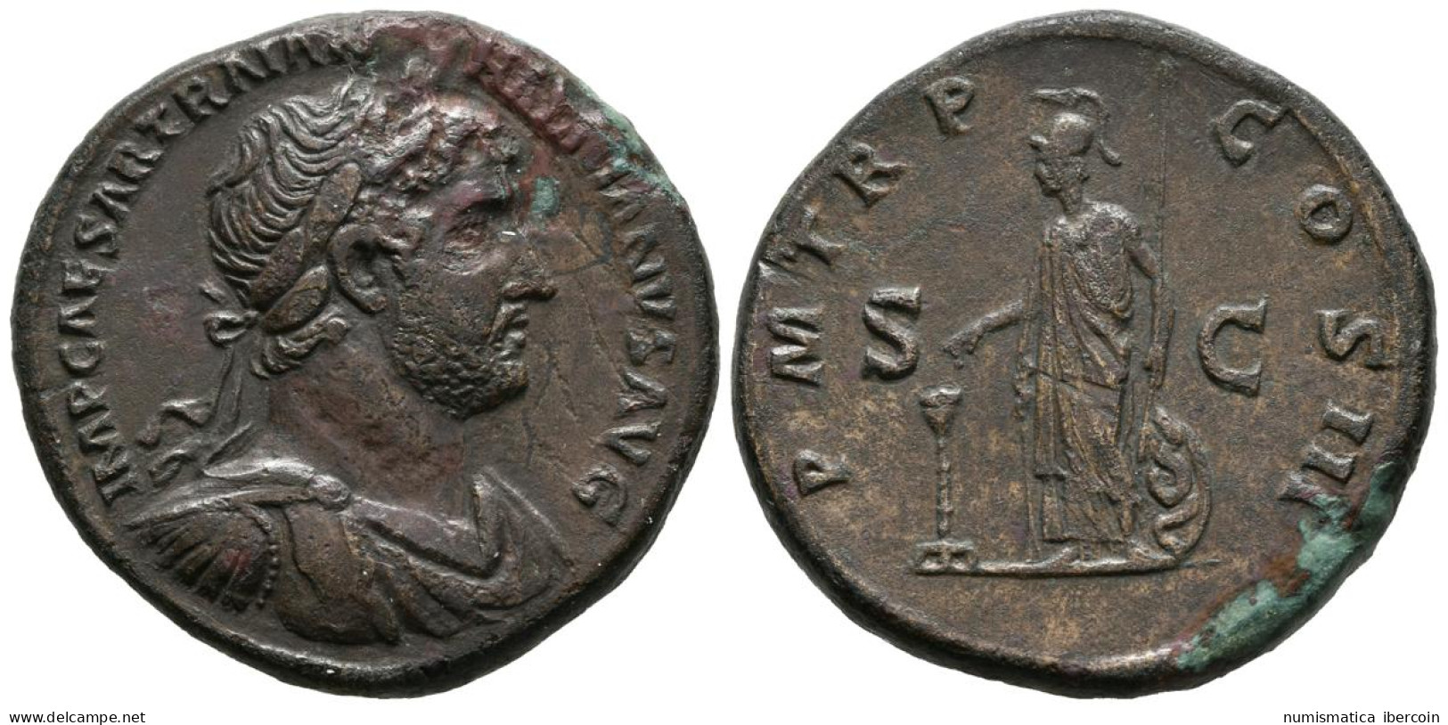 ADRIANO. Sestercio .(Ae. 25,45g/34mm). 119-121 D.C. Roma. Anv: IMP CAESAR TRAIA - Die Antoninische Dynastie (96 / 192)