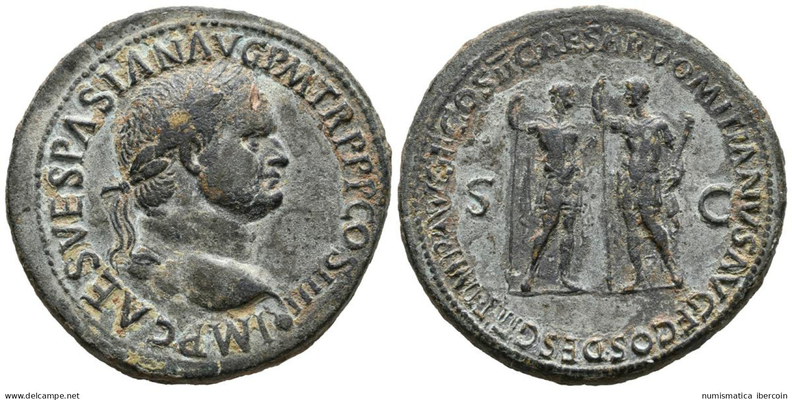 VESPASIANO. Sestercio. (Ae. 26,14g/36mm). 72 D.C. Lugdunum. Anv: IMP CAES VESPA - Les Flaviens (69 à 96)