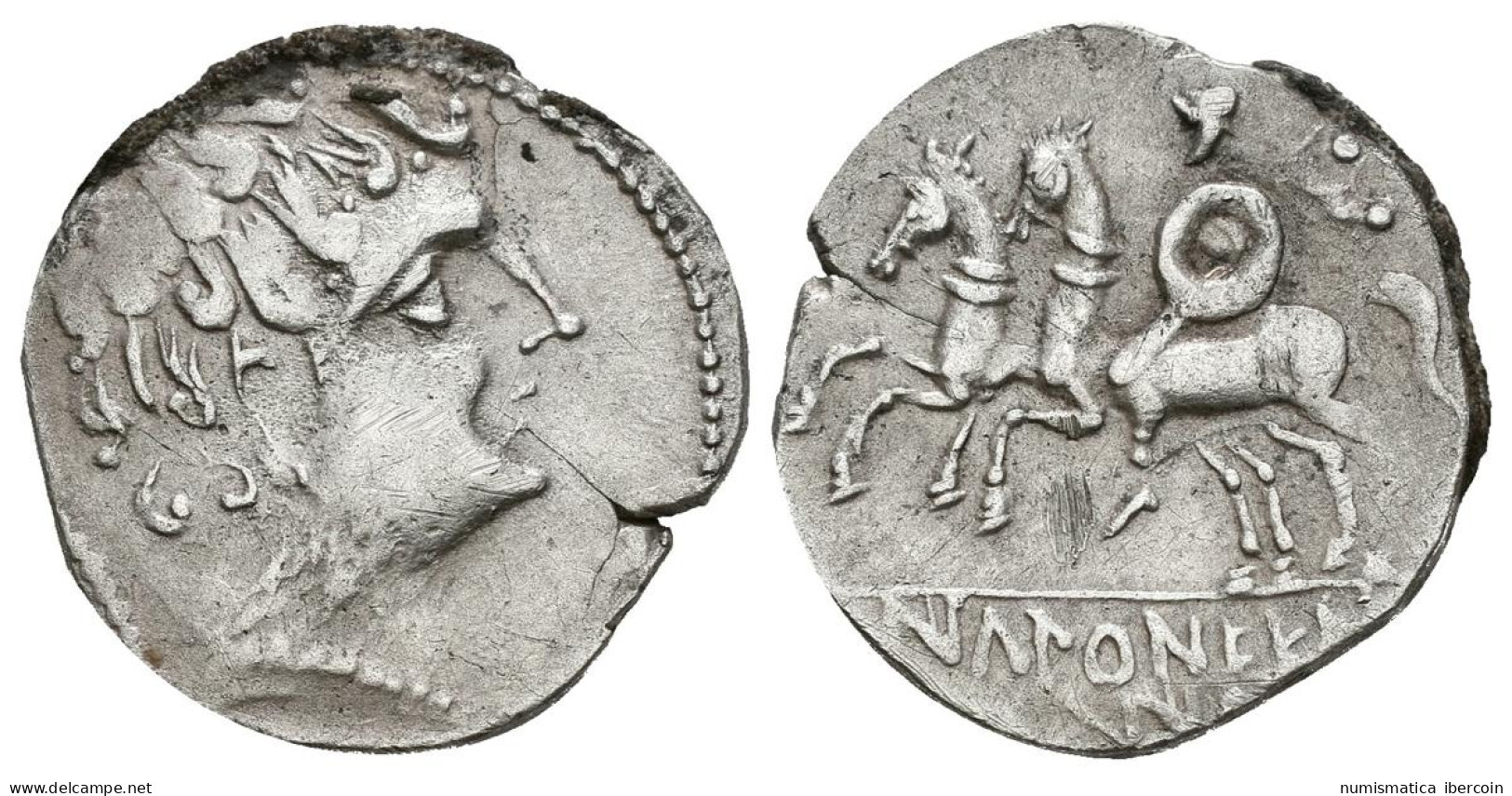 ICALCUSCEN (Iniesta, Cuenca). Denario. (Ar. 3,45g/20mm). 120-20 A.C. (FAB-1396  - Sonstige & Ohne Zuordnung