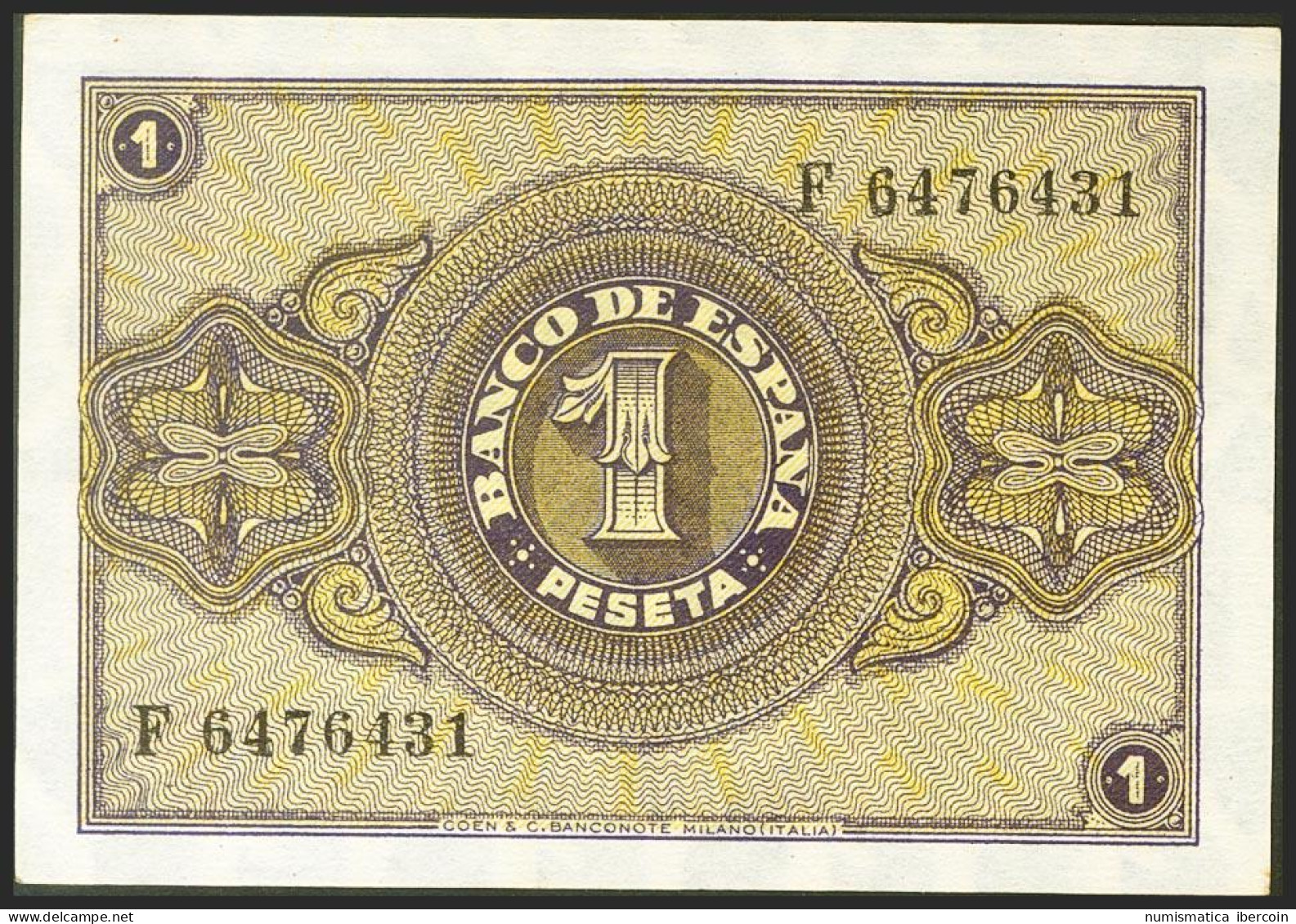 1 Peseta. 12 De Octubre De 1937. Serie F, última Serie Emitida. (Edifil 2021: 4 - Other & Unclassified