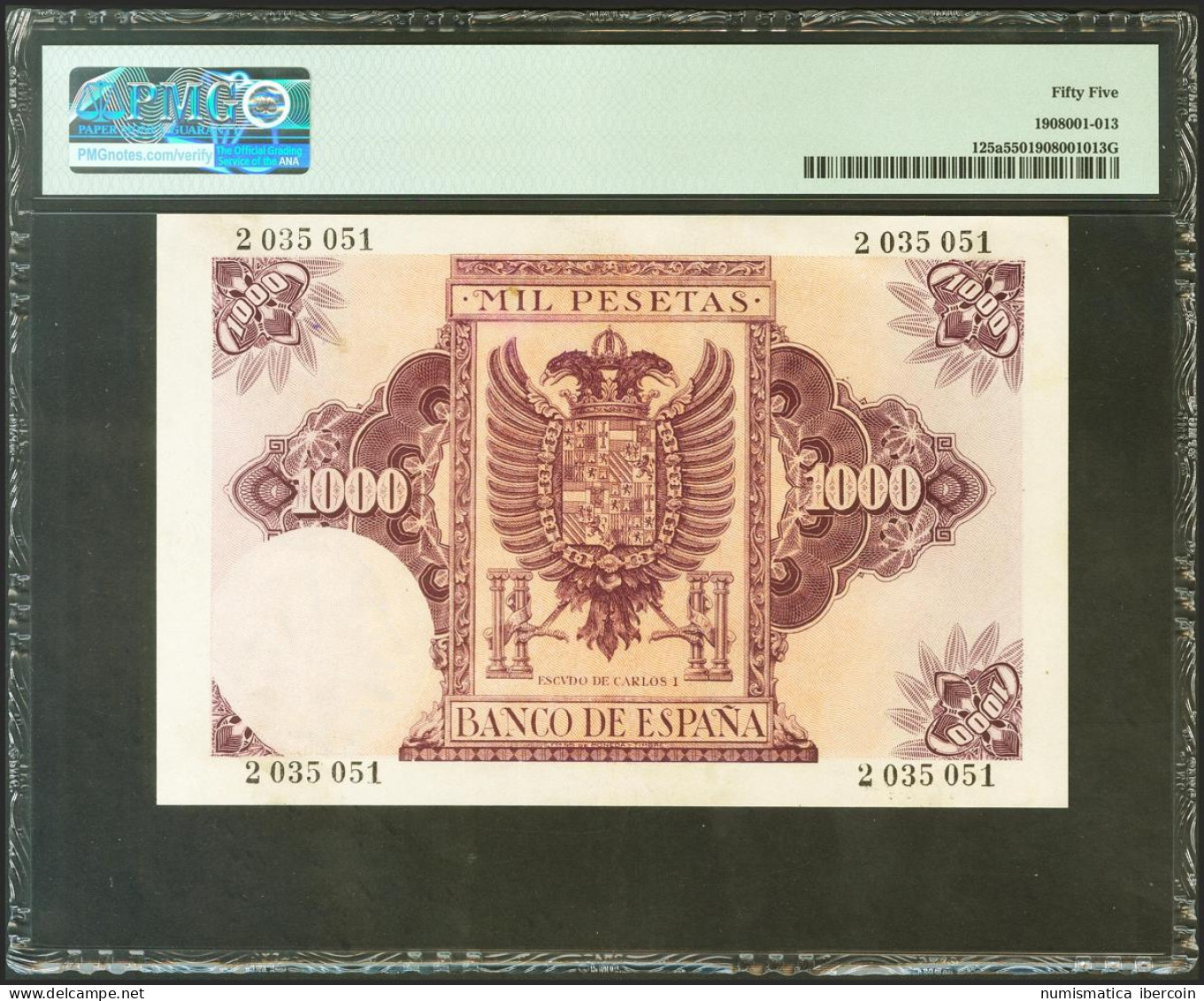 1000 Pesetas. 21 De Octubre De 1940. Sin Serie. (Edifil 2017: 445). EBC+. Encap - Other & Unclassified