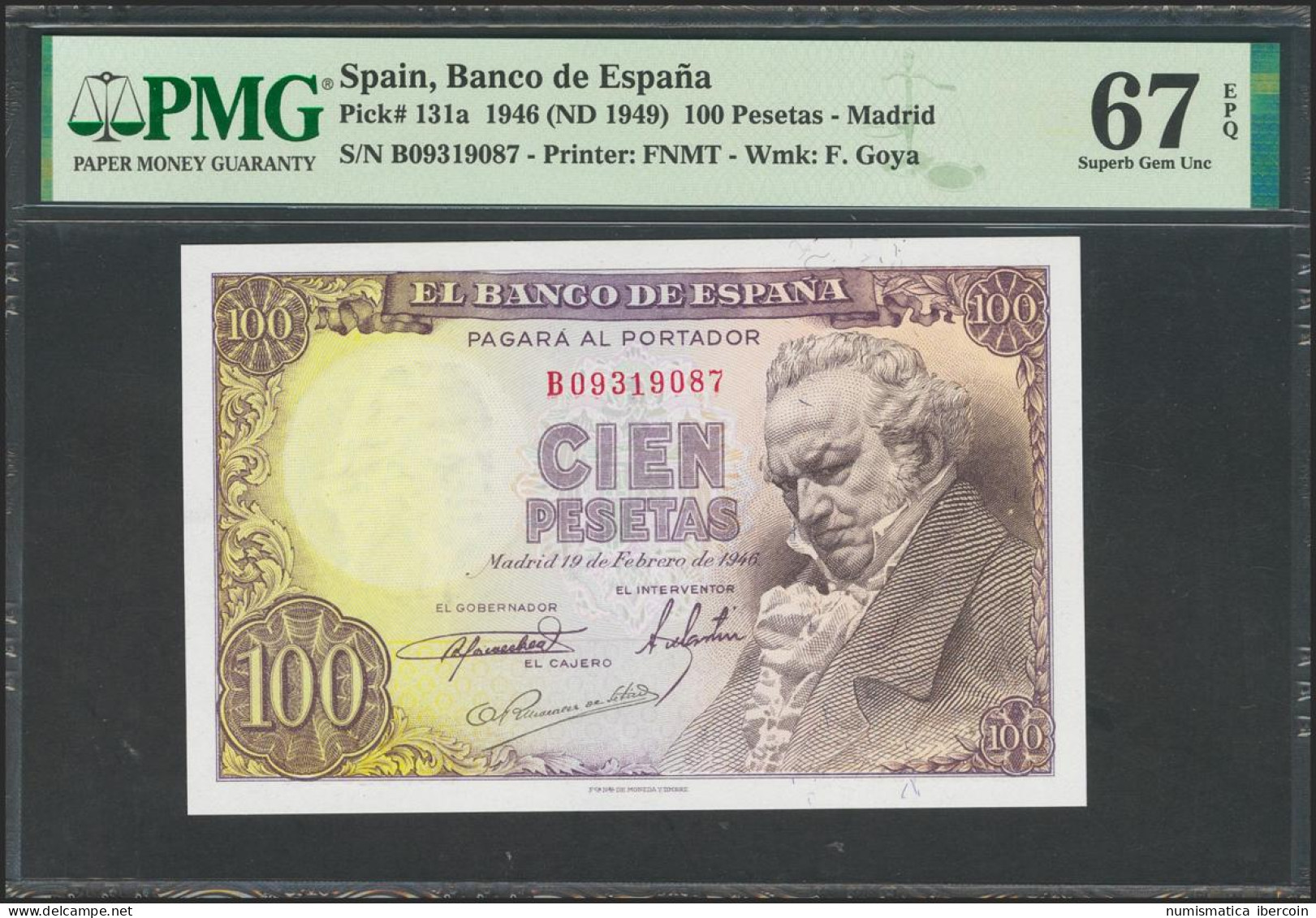 100 Pesetas. 19 De Febrero De 1946. Serie B. (Edifil 2021: 451b). Apresto Origi - Other & Unclassified