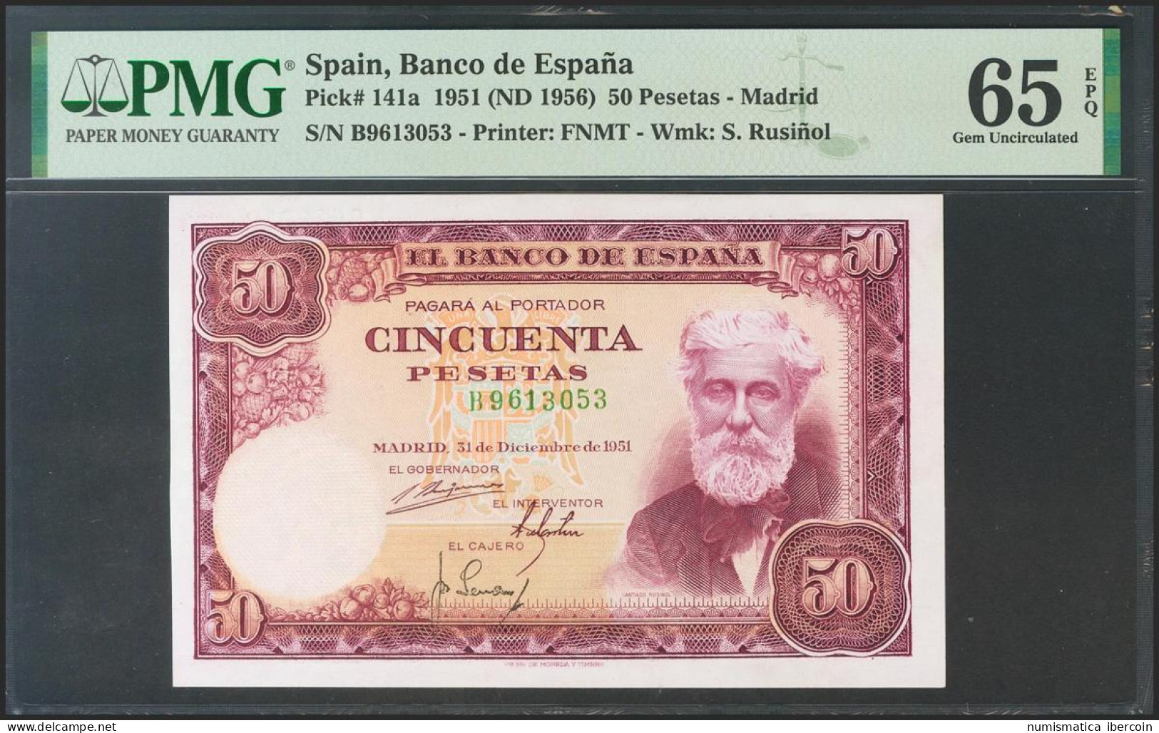 50 Pesetas. 31 De Diciembre De 1951. Serie B. (Edifil 2017: 462a). Inusual Así, - Other & Unclassified