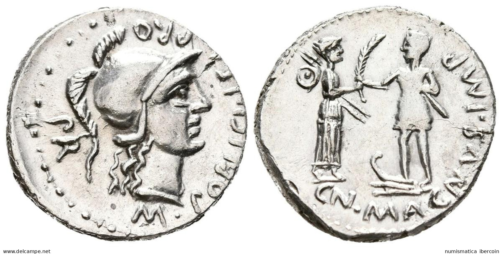 POMPEYO, El Grande. Denario. (Ar. 3,78g/19mm). 46-45 A.C. Hispania. (FFC 1; Cra - République (-280 à -27)