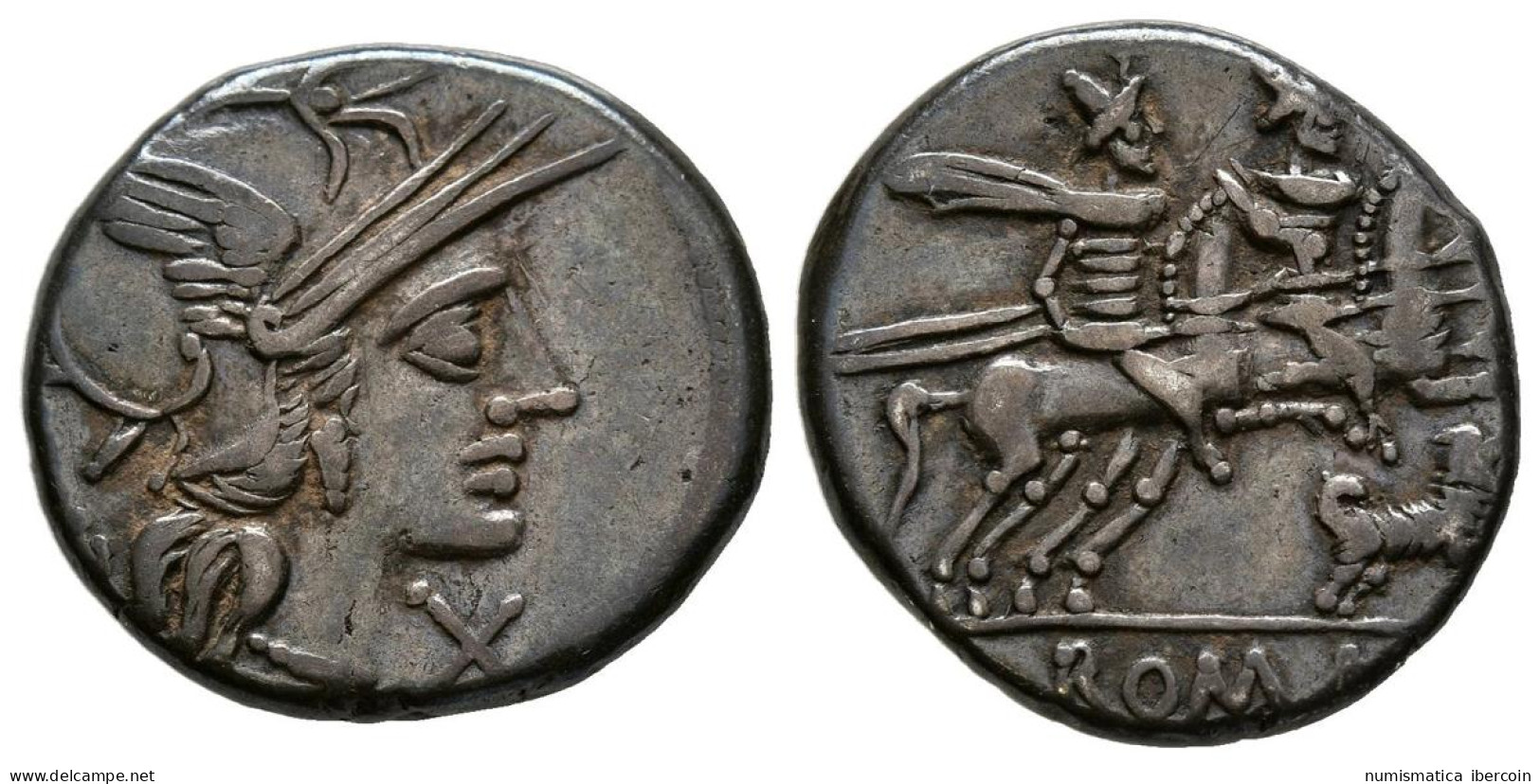 ACUÑACIONES ANONIMAS. Denario. (Ar. 3,81g/18mm). 200-195 A.C. Roma. (FFC 49; Cr - Republiek (280 BC Tot 27 BC)