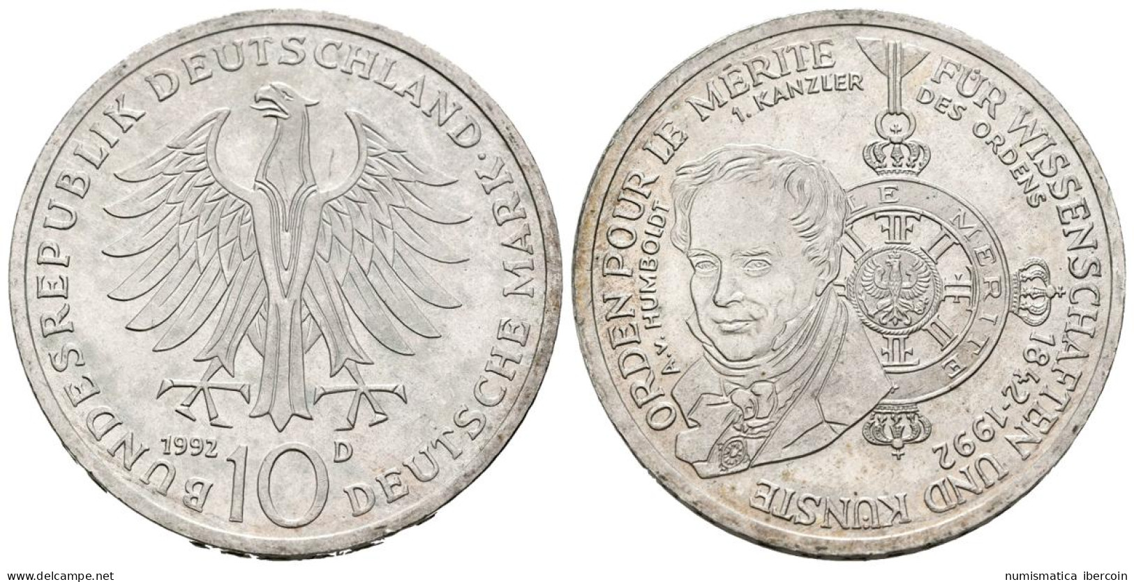 ALEMANIA. 10 Marcos (Ar. 15,54g/33mm). 1992. Munich D. 150 Aniversario Del Méri - Otros & Sin Clasificación