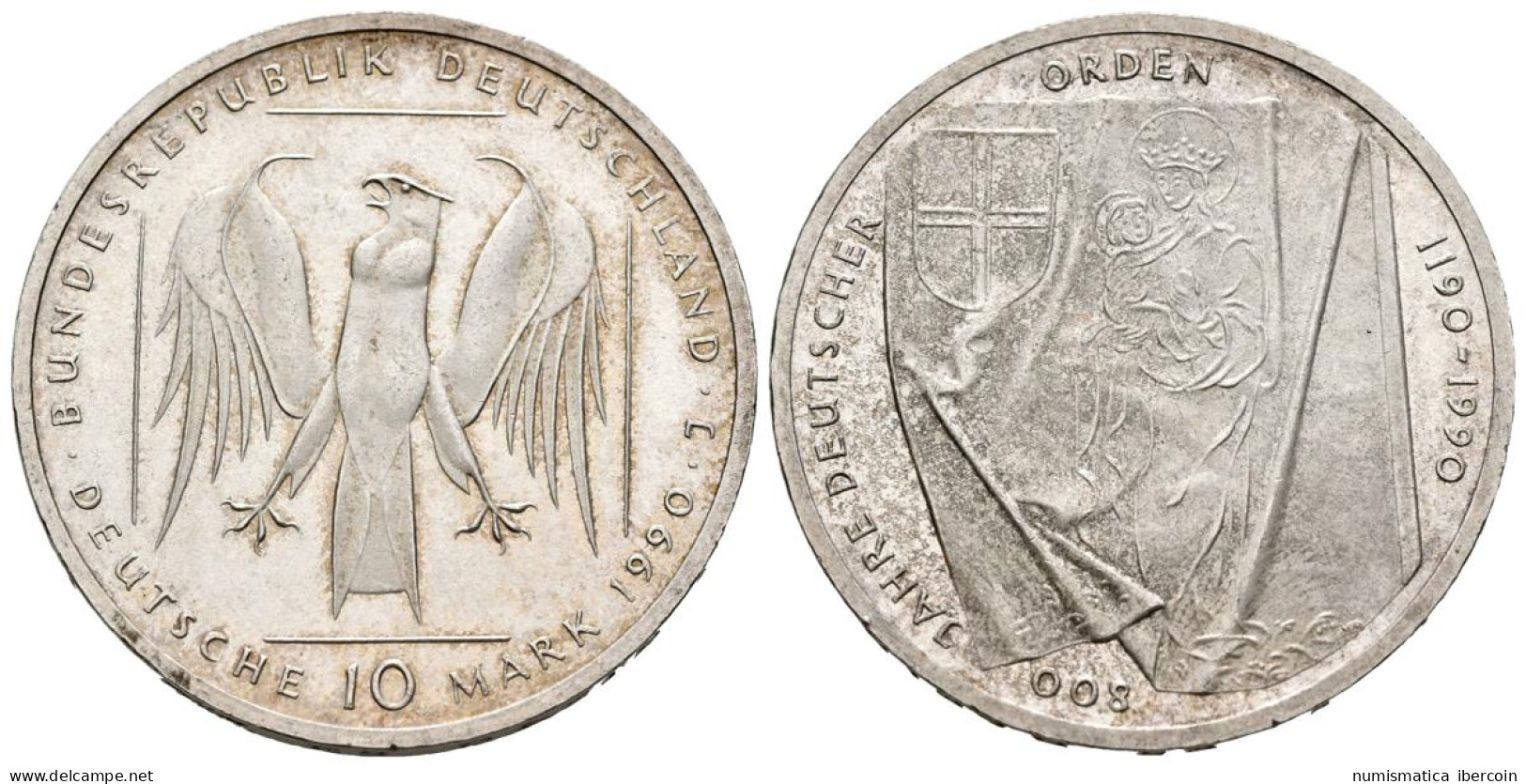 ALEMANIA. 10 Marcos (Ar. 15,32g/33mm). 1990. Hamburgo J. 800 Aniversario  De La - Otros & Sin Clasificación