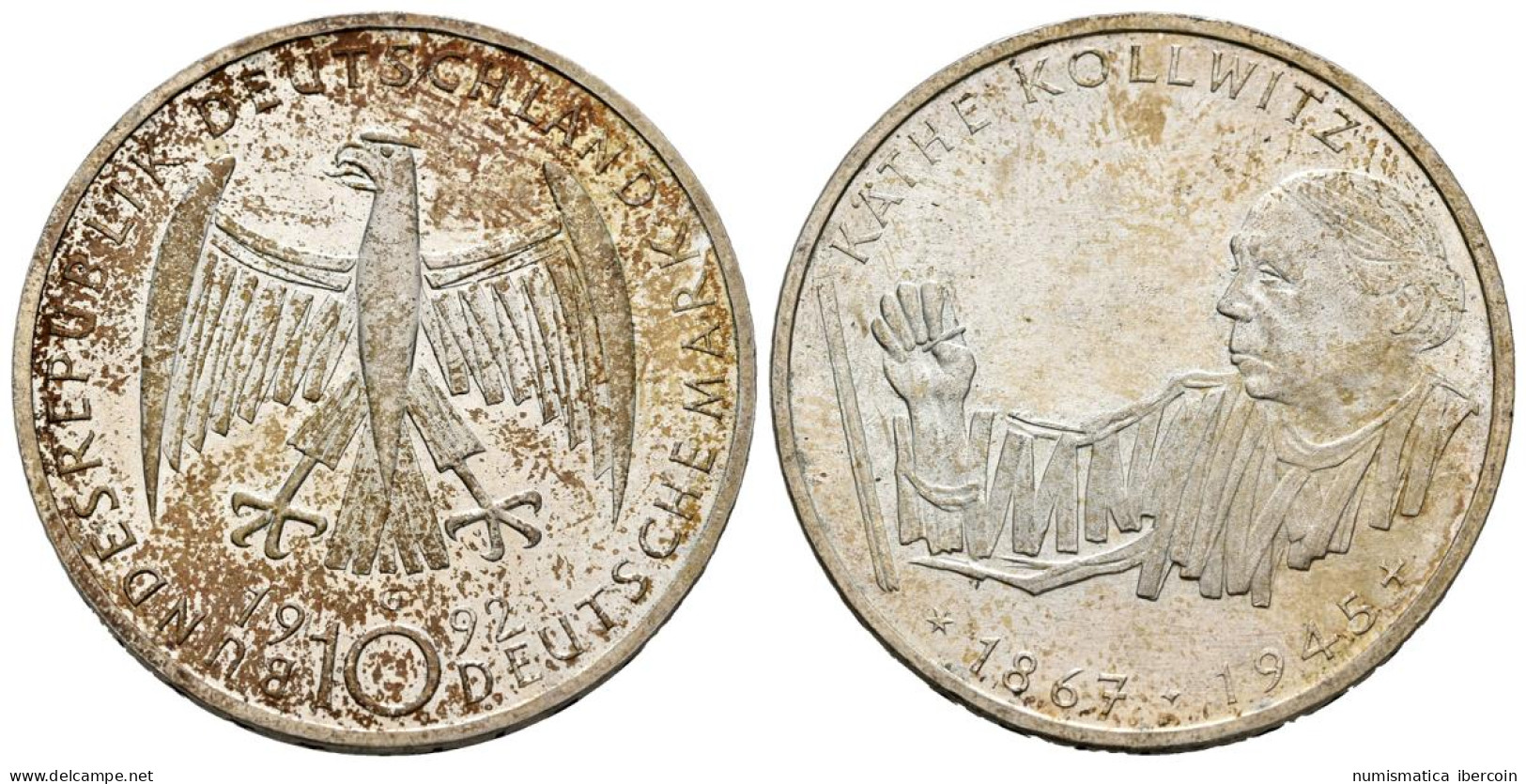 ALEMANIA. 10 Marcos (Ar. 15,45g/33mm). 1992. Karlsruhe G. 125 Aniversario Del N - Andere & Zonder Classificatie