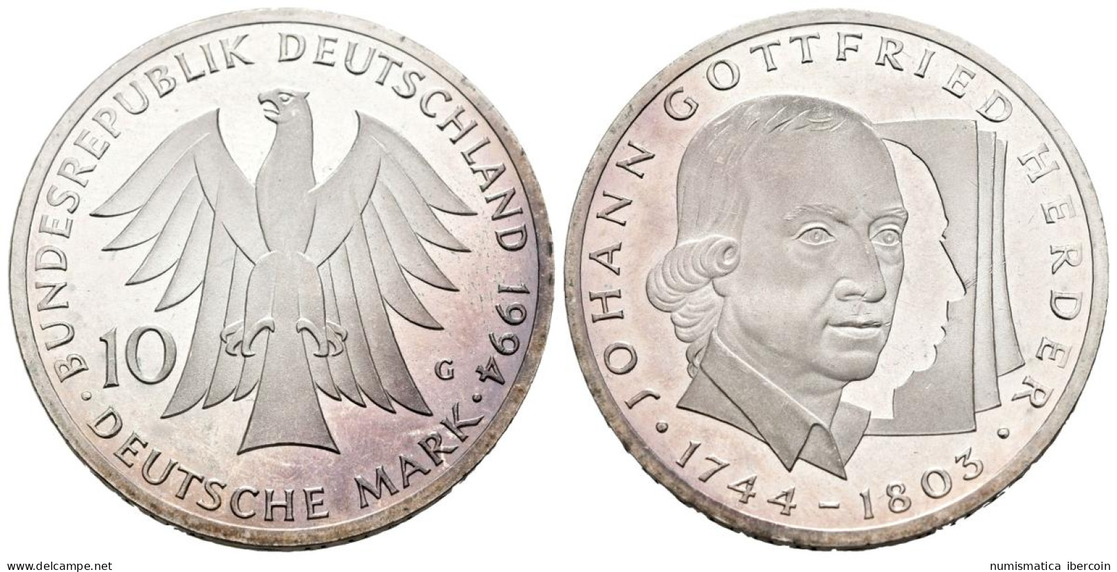 ALEMANIA. 10 Marcos (Ar. 15,55g/33mm). 1994. Karlsruhe G. 250 Aniversario Del N - Otros & Sin Clasificación