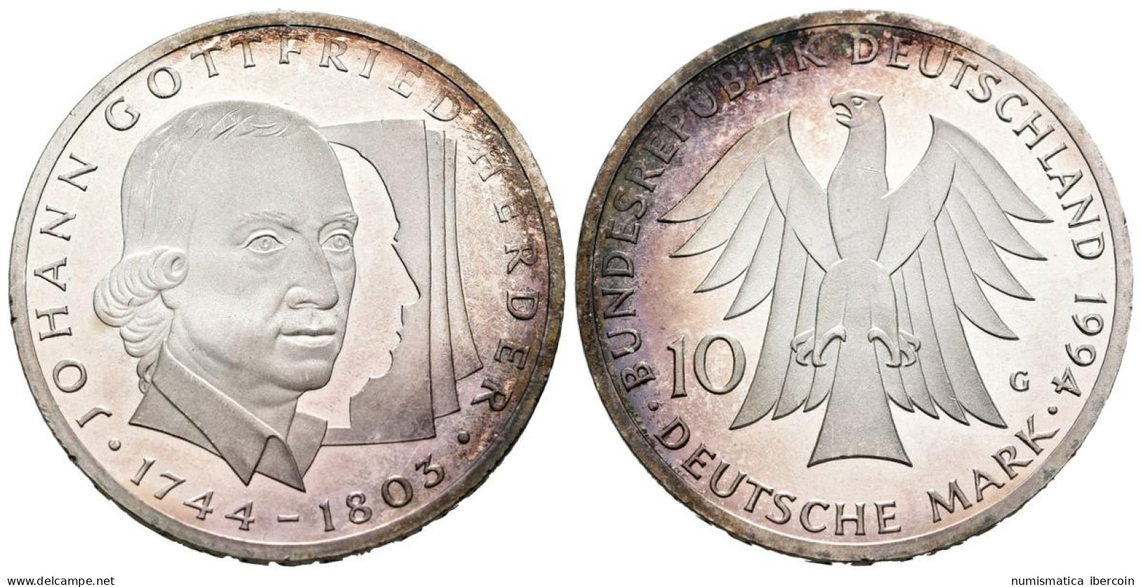 ALEMANIA. 10 Marcos (Ar. 15,49g/33mm). 1994. Karlsruhe G. 250 Aniversario Del N - Other & Unclassified