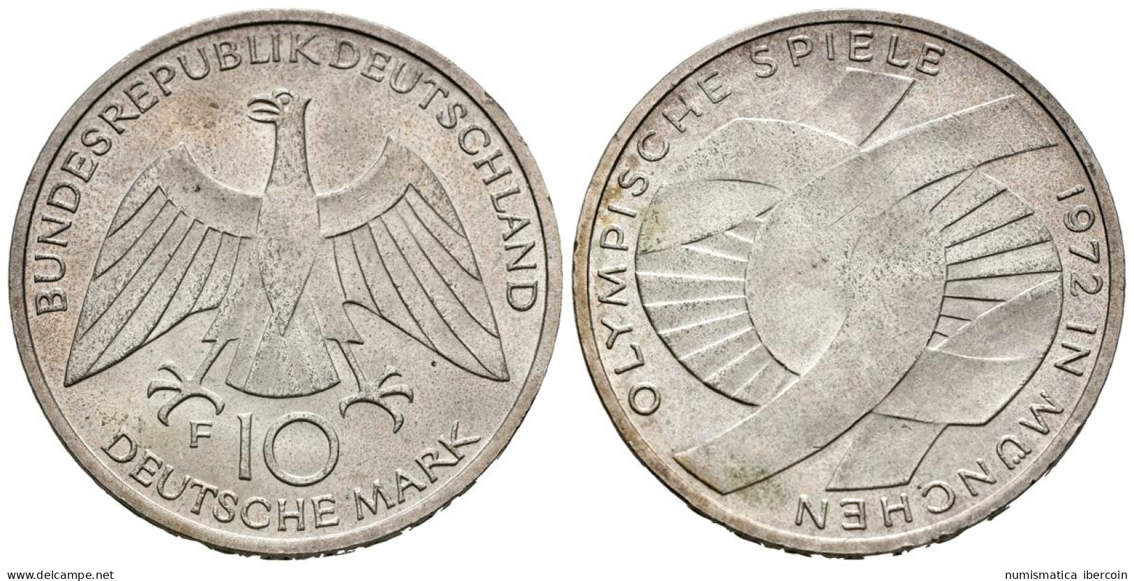 ALEMANIA. 10 Marcos (Ar. 15,55g/33mm). 1972. Stuttgart F. Juegos Olímpicos De M - Otros & Sin Clasificación