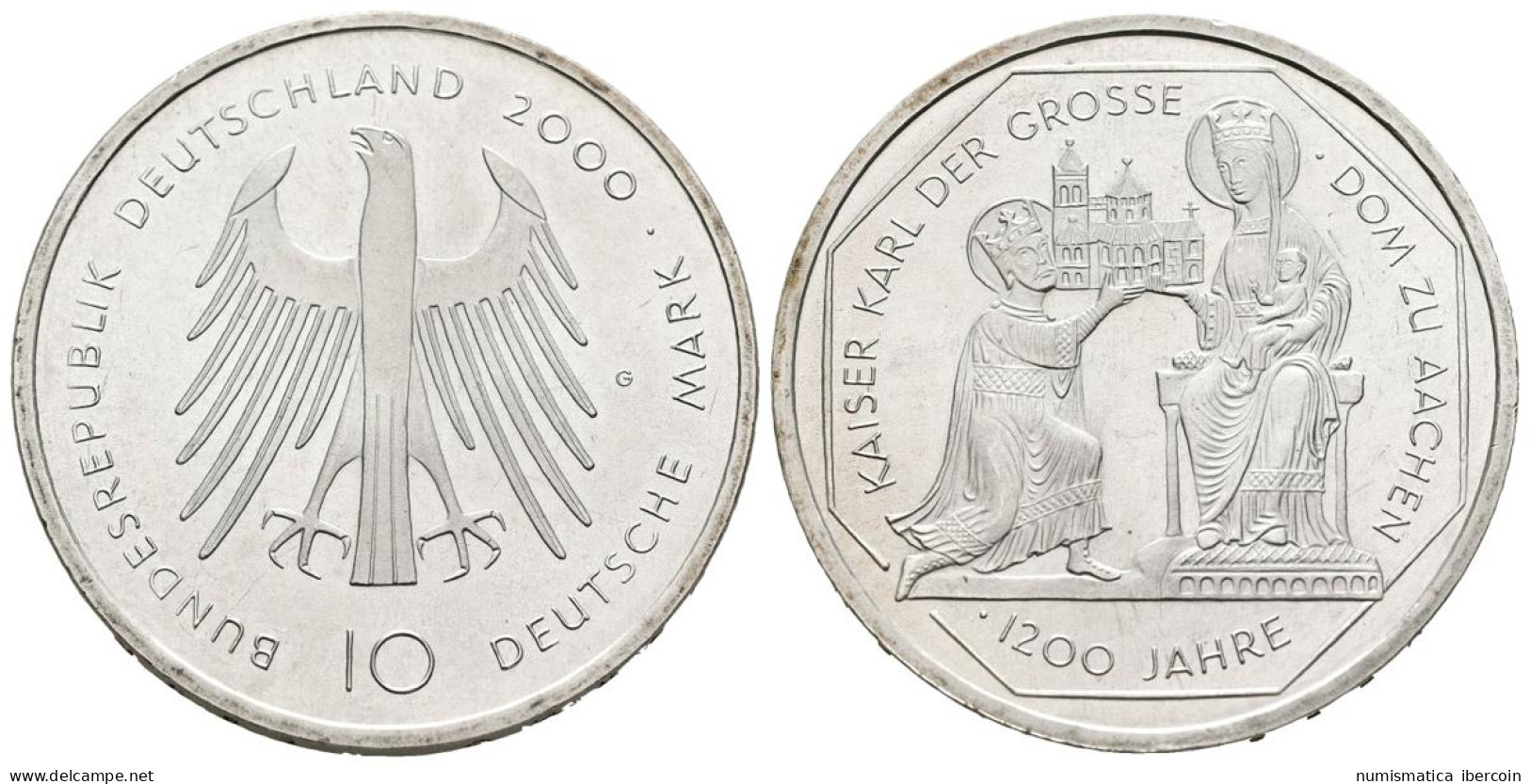 ALEMANIA. 10 Marcos (Ar. 15,48g/33mm). 2000. Karlsruhe G. 1200 Aniversario Cate - Other & Unclassified