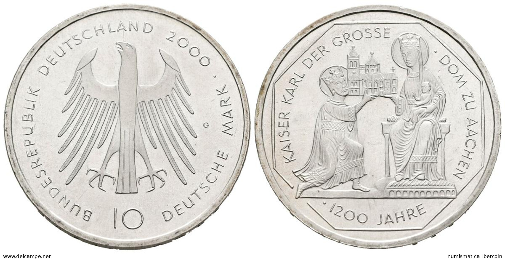 ALEMANIA. 10 Marcos (Ar. 15,48g/33mm). 2000. Karlsruhe G. 1200 Aniversario Cate - Autres & Non Classés