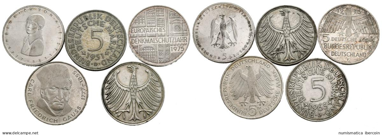 ALEMANIA. Magnífico Conjunto De 5 Monedas De Plata De 5 Marcos Acuñadas En Dife - Andere & Zonder Classificatie