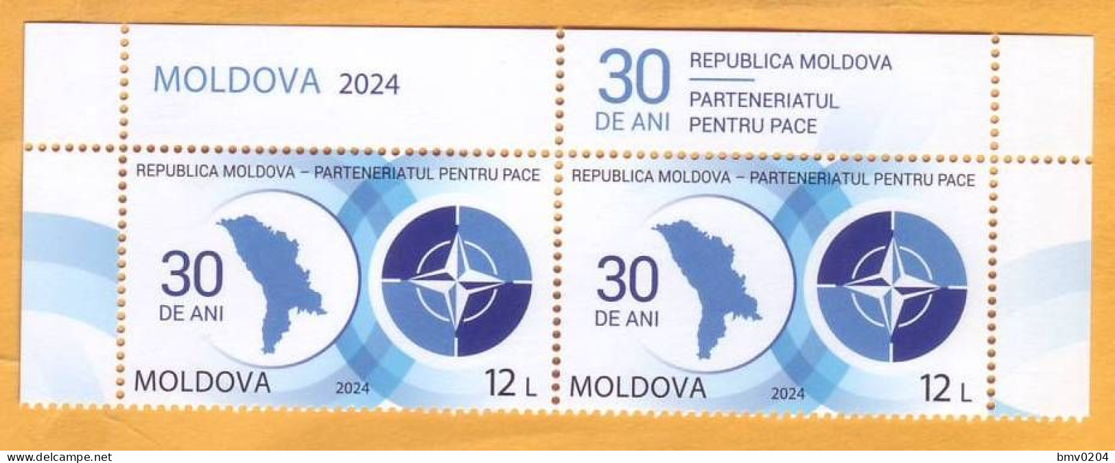 2024 Moldova "30 Years Since The Accession Of The Republic Of Moldova At The Partnership For Peace" 2v Mint - NATO