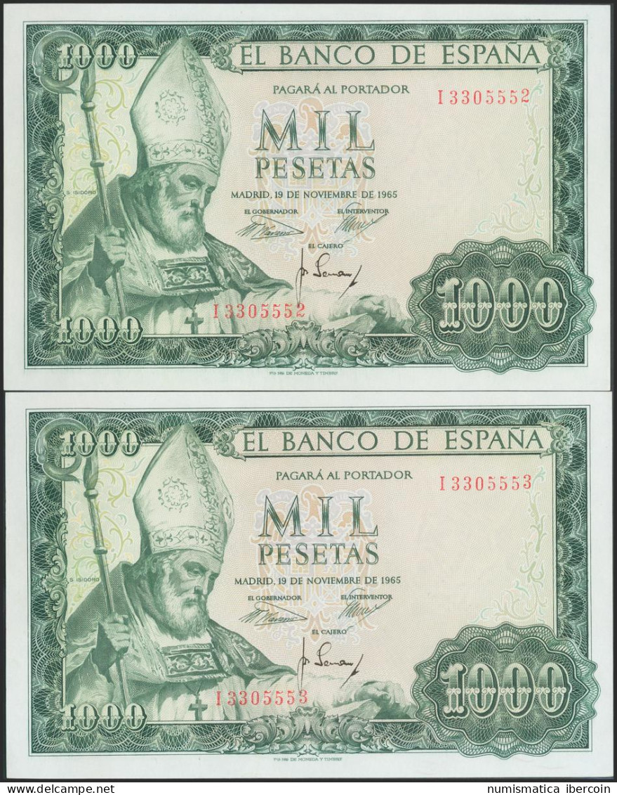 1000 Pesetas. 19 De Noviembre De 1965. Pareja Correlativa. Serie I. (Edifil 201 - Other & Unclassified