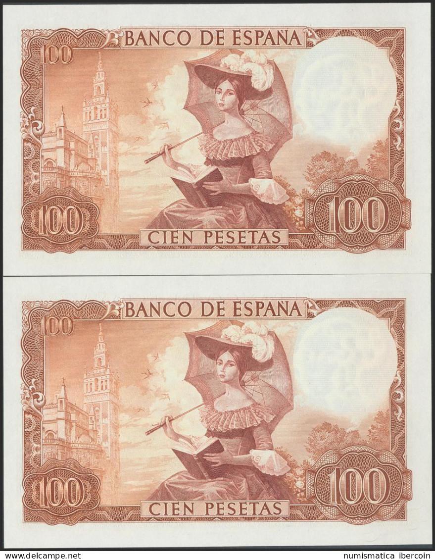 100 Pesetas. 19 De Noviembre De 1965. Pareja Correlativa. Sin Serie. (Edifil 20 - Other & Unclassified