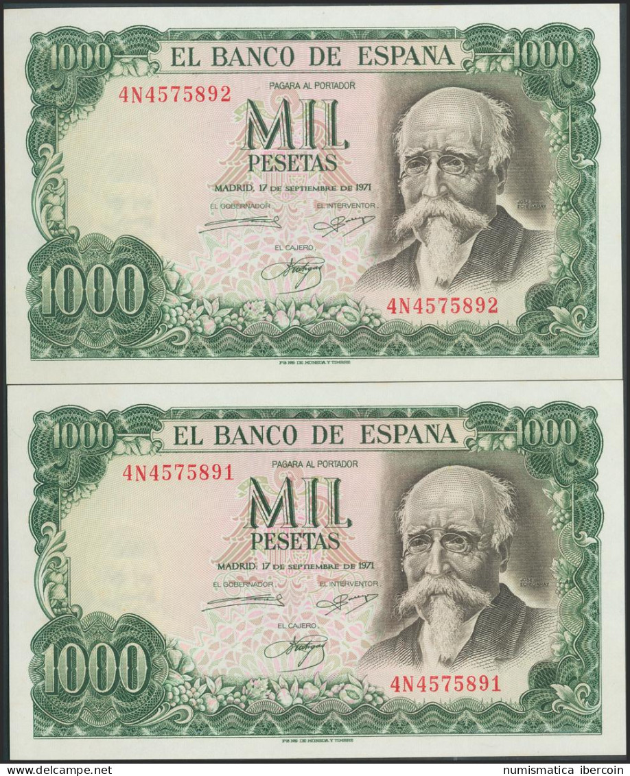 1000 Pesetas. 17 De Septiembre De 1971. Pareja Correlativa. Serie 4N. (Edifil 2 - Other & Unclassified