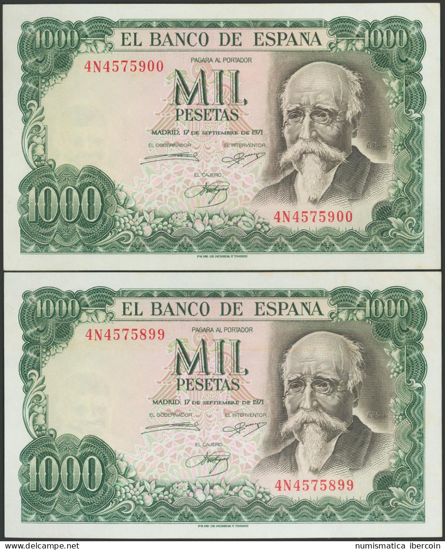 1000 Pesetas. 17 De Septiembre De 1971. Pareja Correlativa. Serie 4N. (Edifil 2 - Other & Unclassified