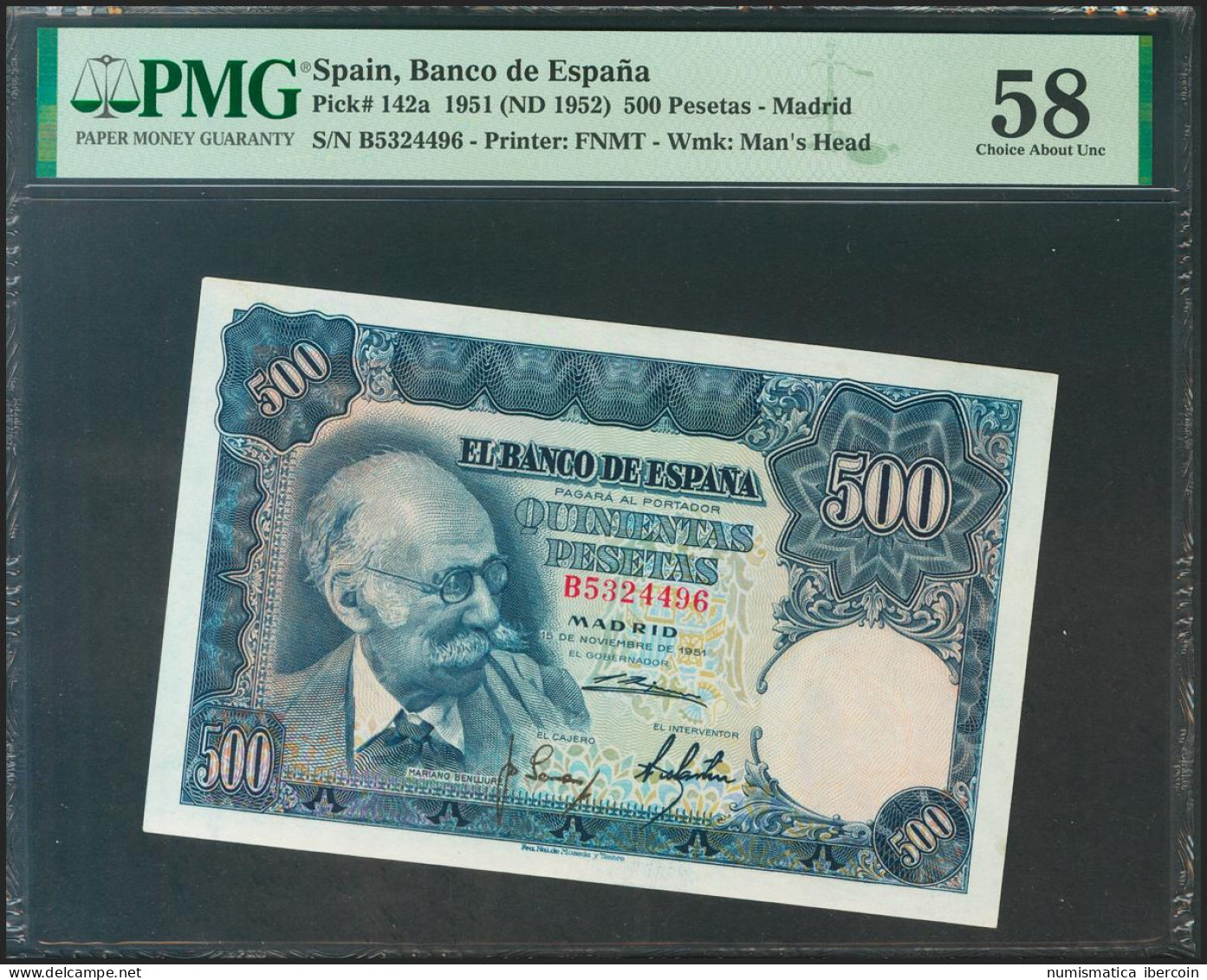 500 Pesetas. 15 De Noviembre De 1951. Serie B. (Edifil 2021: 460a, Pick: 142a). - Autres & Non Classés