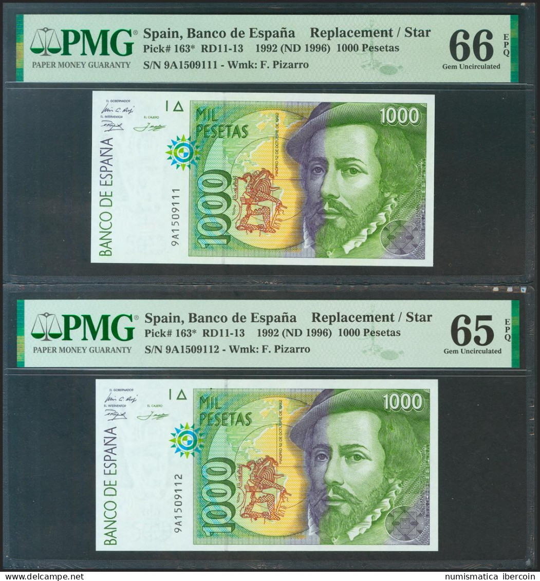 1000 Pesetas. 12 De Octubre De 1992. Pareja Correlativa. Serie Especial 9A. (Ed - Autres & Non Classés