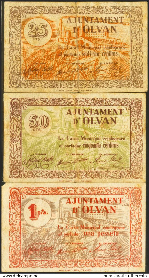 OLVAN (BARCELONA). 25 Céntimos, 50 Céntimos Y 1 Peseta. (1936ca). (González: 90 - Autres & Non Classés