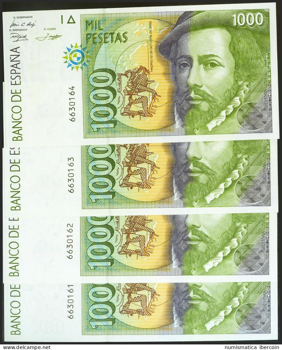 Conjunto De 4 Billetes De 1000 Pesetas, Emitidos El 12 De Octubre De 1992, Sin  - Altri & Non Classificati