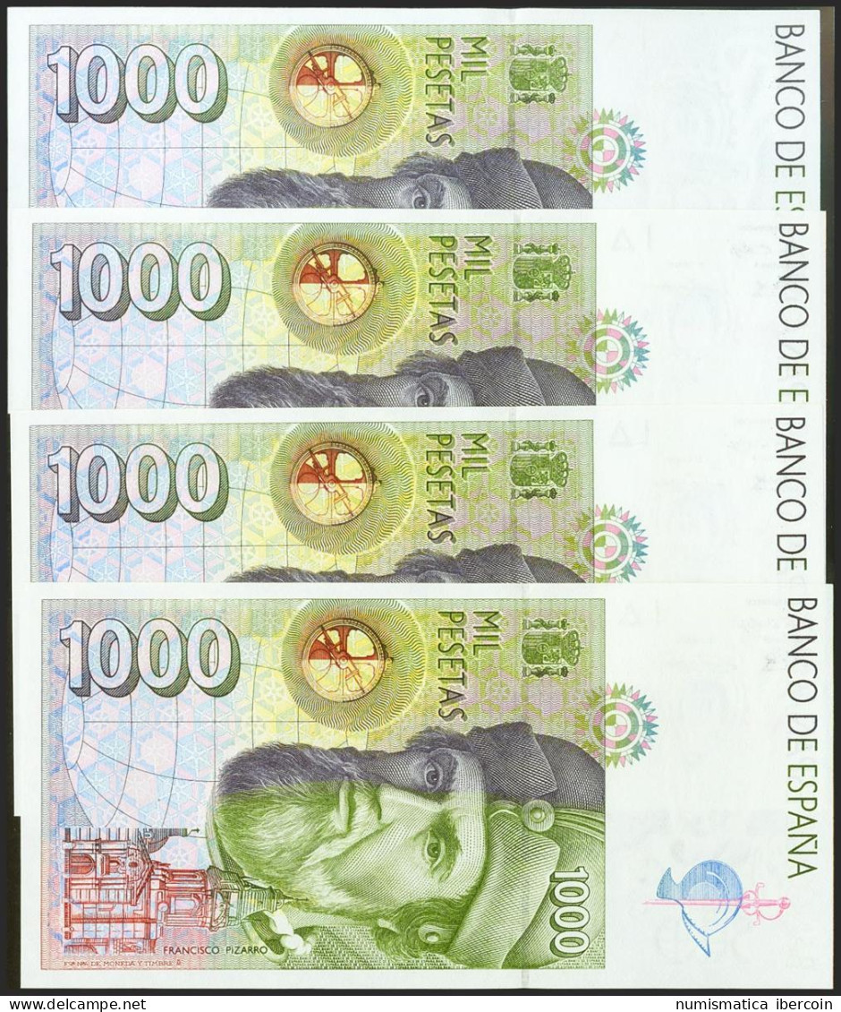 Conjunto De 4 Billetes De 1000 Pesetas, Emitidos El 12 De Octubre De 1992, Sin  - Altri & Non Classificati