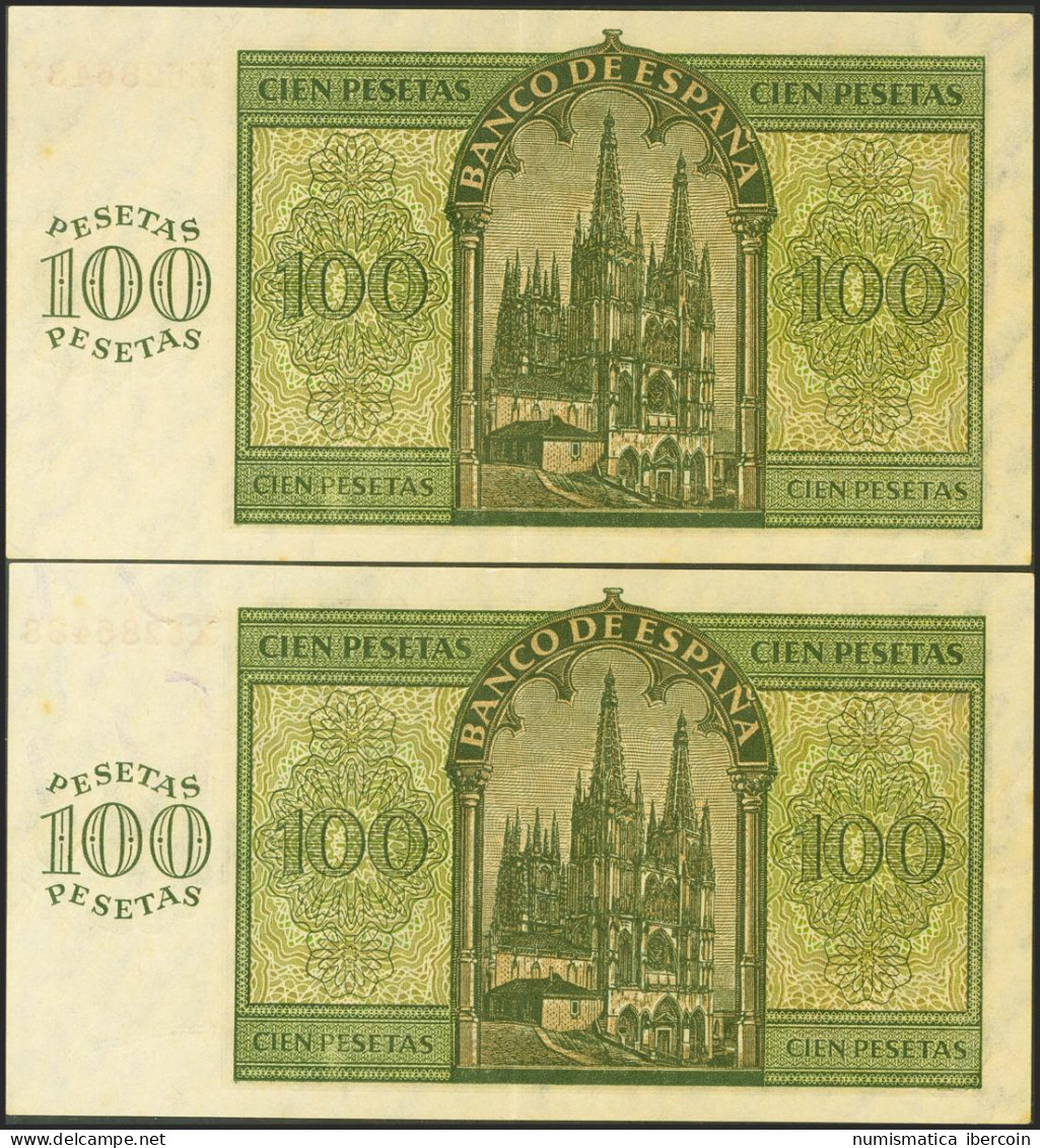 100 Pesetas. 21 De Noviembre De 1936. Pareja Correlativa. Serie X, última Serie - Otros & Sin Clasificación