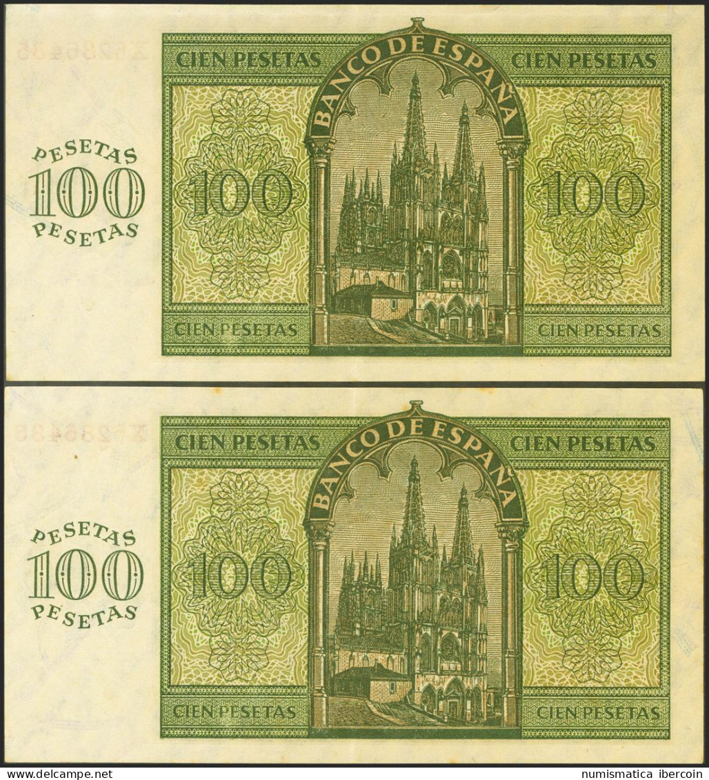 100 Pesetas. 21 De Noviembre De 1936. Pareja Correlativa. Serie X, última Serie - Otros & Sin Clasificación