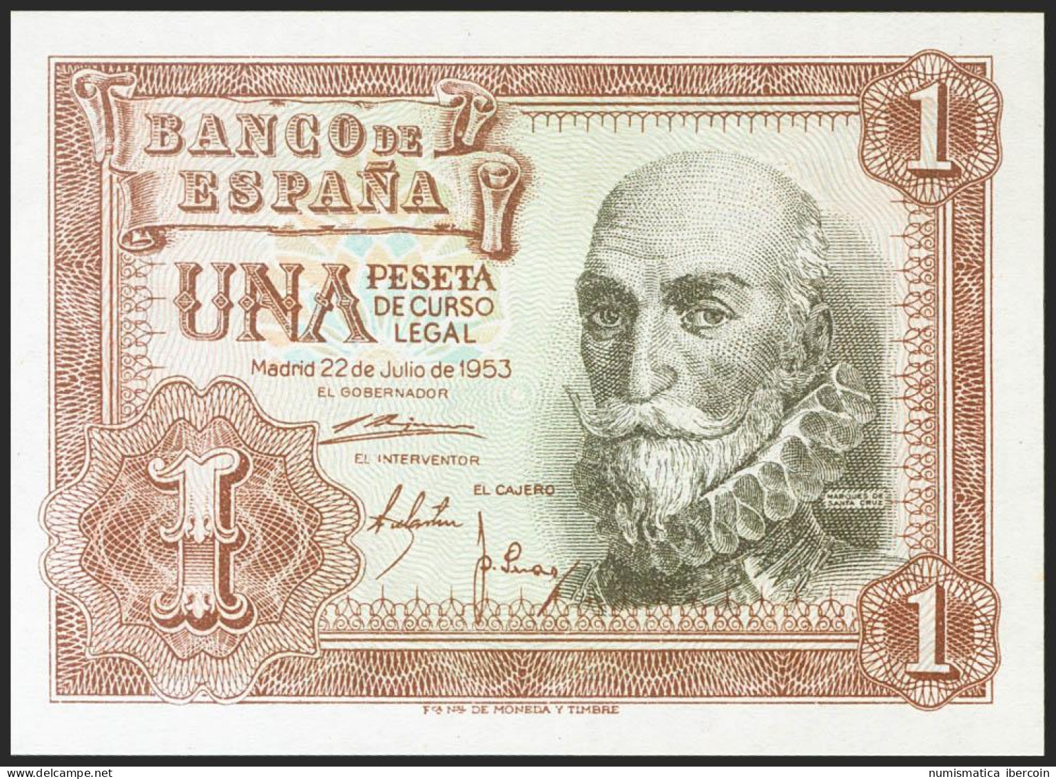 1 Peseta. 22 De Julio De 1953. Serie Y. (Edifil 2021: 465a). Apresto Original.  - Sonstige & Ohne Zuordnung