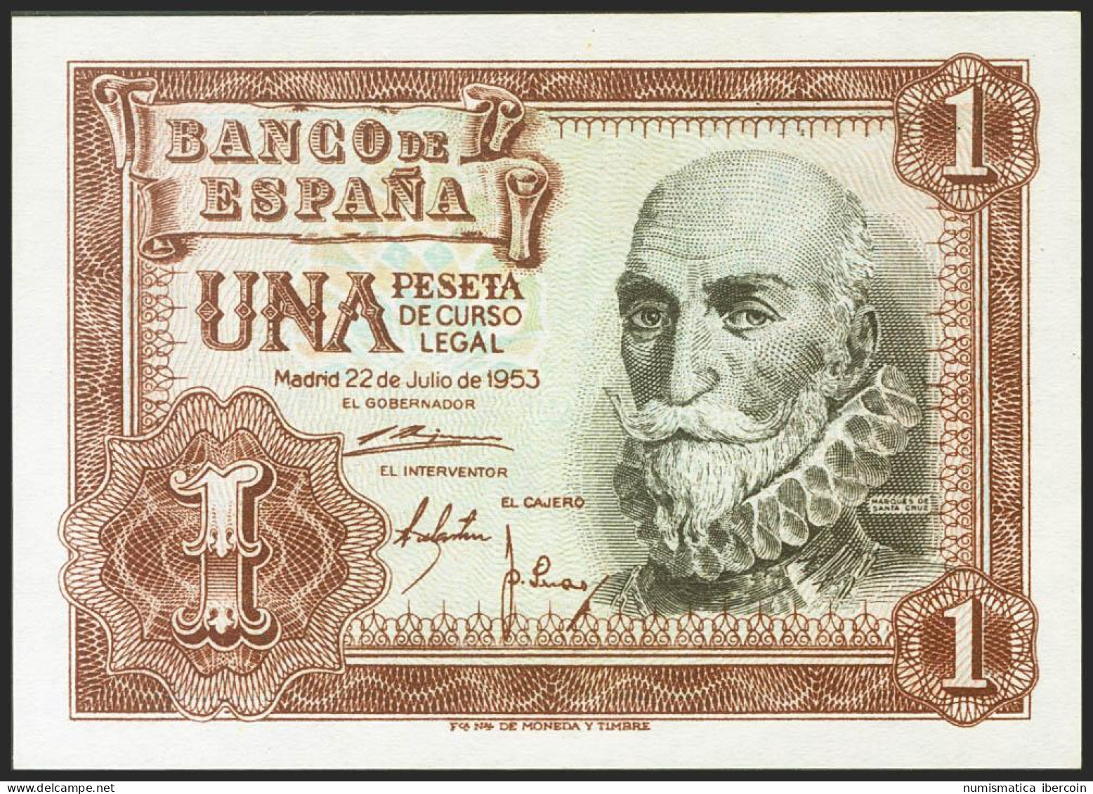 1 Peseta. 22 De Julio De 1953. Serie D. (Edifil 2021: 465a). Apresto Original.  - Autres & Non Classés