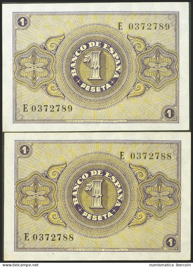 1 Peseta. 28 De Febrero De 1938. Pareja Correlativa. Serie E. (Edifil 2021: 427 - Andere & Zonder Classificatie