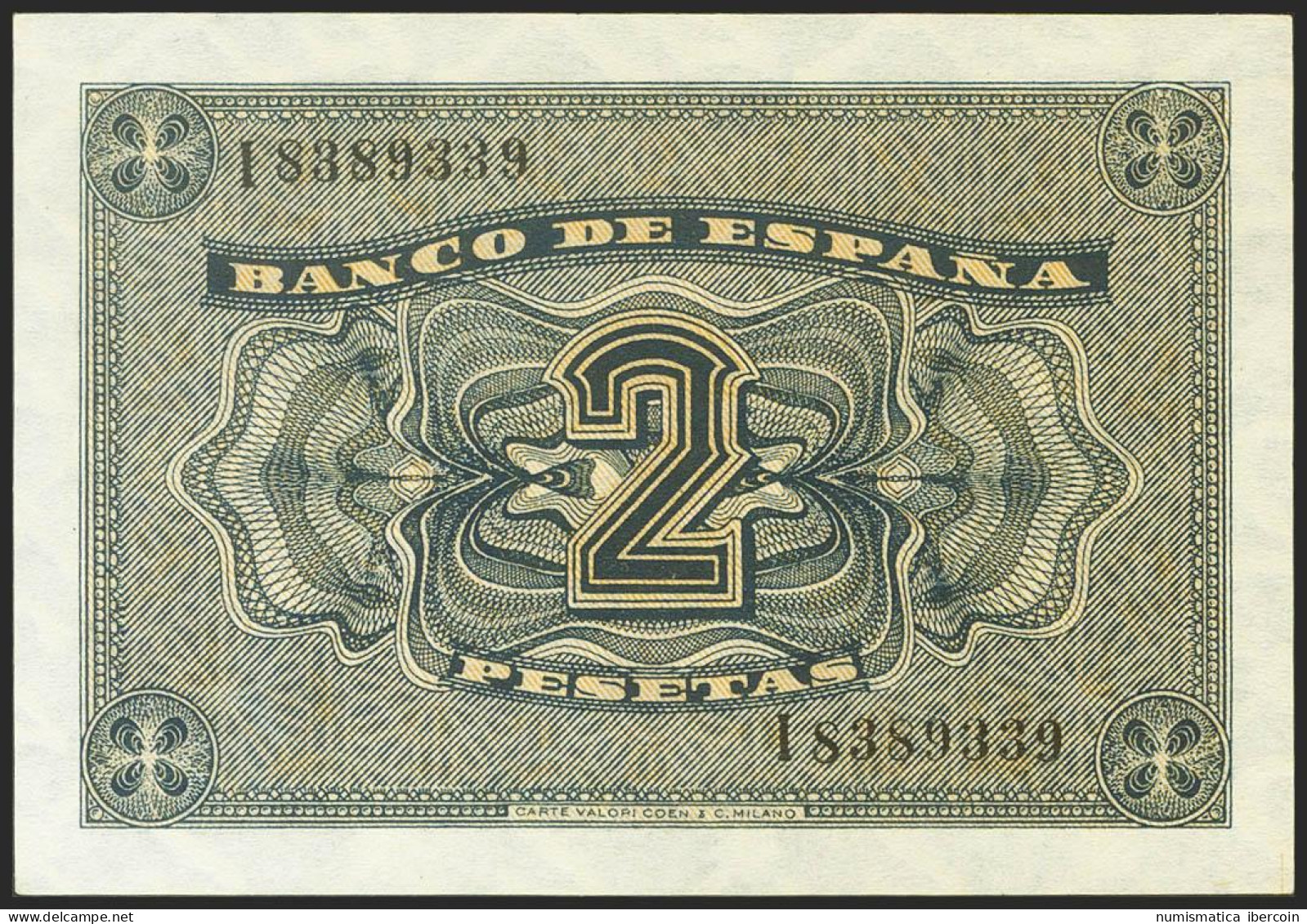 2 Pesetas. 30 De Abril De 1938. Serie I. (Edifil 2021: 429a). Apresto Original. - Otros & Sin Clasificación