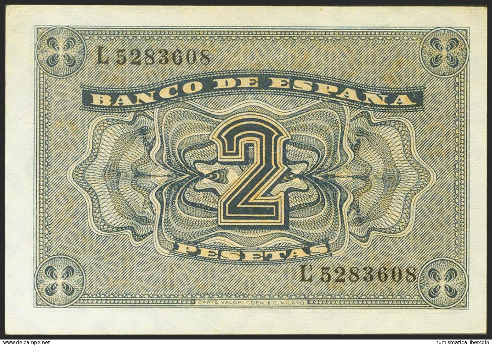 2 Pesetas. 30 De Abril De 1938. Serie L. (Edifil 2021: 429a). Apresto Original. - Otros & Sin Clasificación