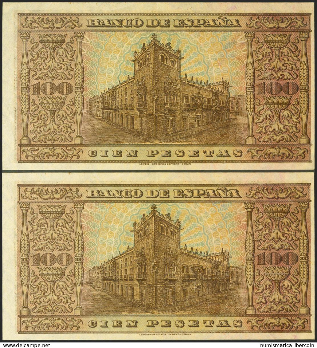 100 Pesetas. 20 De Mayo De 1938. Pareja Correlativa. Serie E. (Edifil 2021: 432 - Altri & Non Classificati