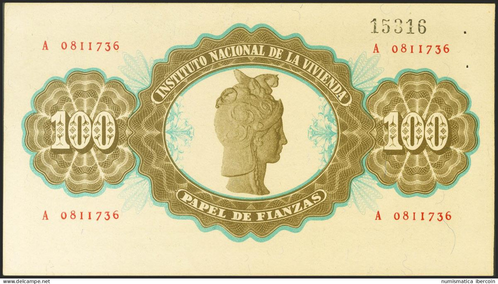 100 Pesetas. 26 De Octubre De 1940. Papel Finanzas. Puntitos De Grapa. EBC+. - Andere & Zonder Classificatie