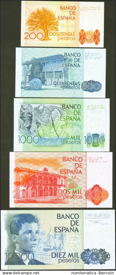 Conjunto De 5 Billetes Del Banco De España De 200 Pesetas, 500 Pesetas, 1000 Pe - Altri & Non Classificati