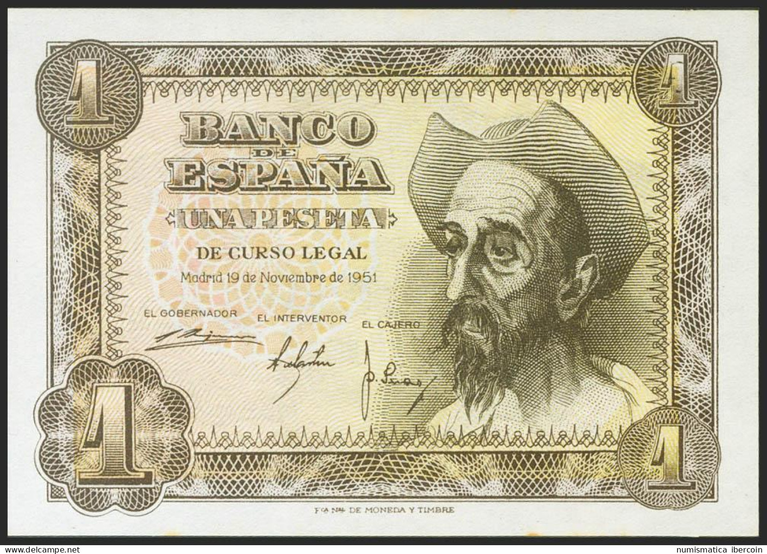 1 Peseta. 19 De Noviembre De 1951. Serie G. (Edifil 2021: 461a). Apresto Origin - Otros & Sin Clasificación