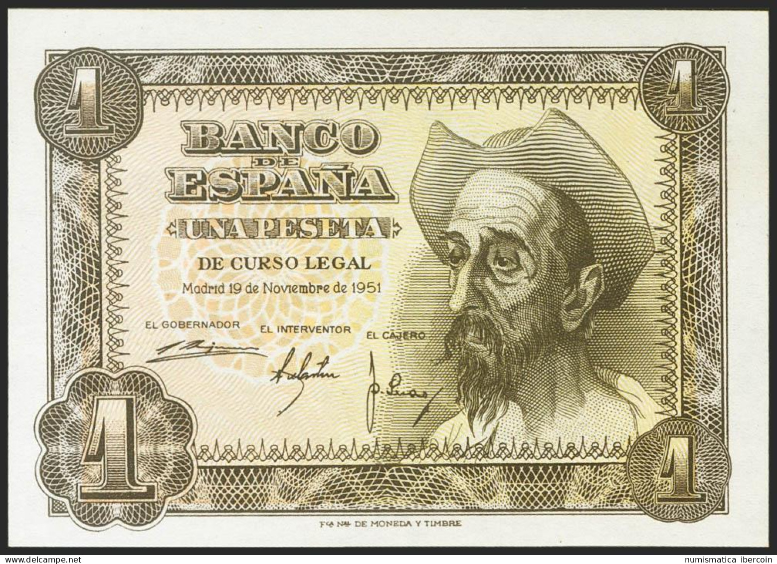 1 Peseta. 19 De Noviembre De 1951. Serie R. (Edifil 2021: 461a). Apresto Origin - Other & Unclassified