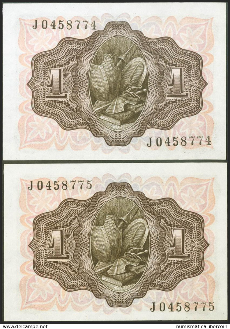 1 Peseta. 19 De Noviembre De 1951. Pareja Correlativa, Serie J. (Edifil 2021: 4 - Otros & Sin Clasificación