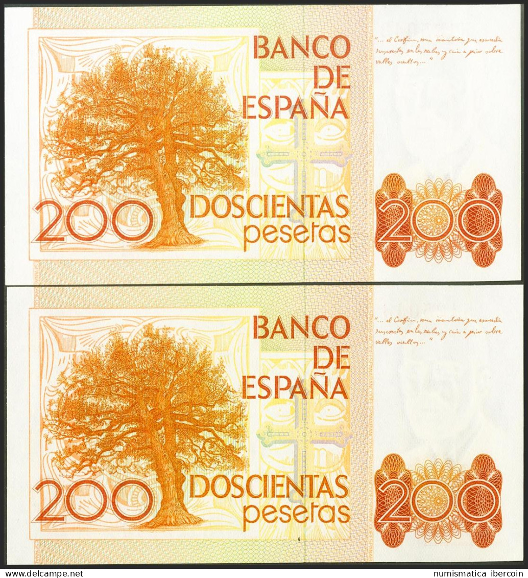 200 Pesetas. 16 De Septiembre De 1980. Pareja Correlativa. Sin Serie. (Edifil 2 - Andere & Zonder Classificatie