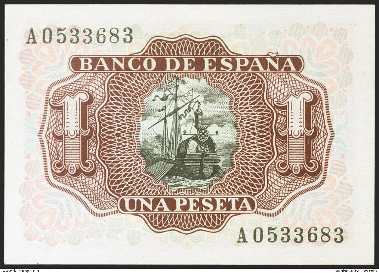 1 Peseta. 22 De Julio De 1953. Serie A. (Edifil 2021: 465a). Apresto Original.  - Sonstige & Ohne Zuordnung