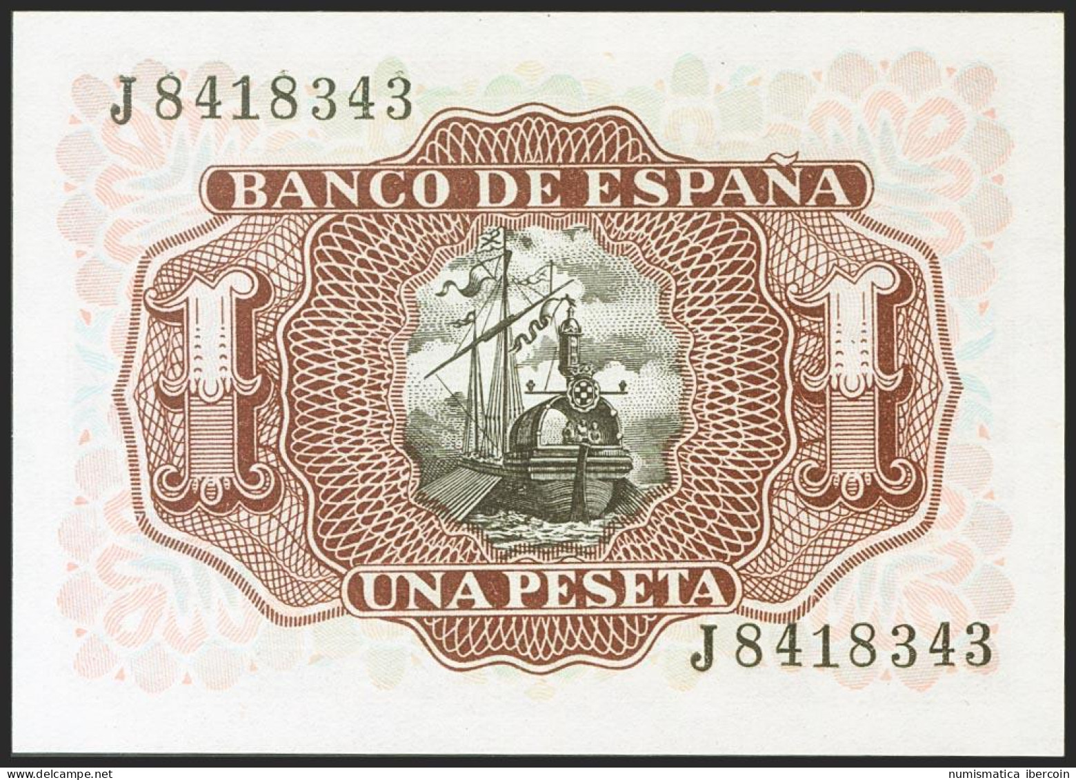 1 Peseta. 22 De Julio De 1953. Serie J. (Edifil 2021: 465a). Apresto Original.  - Sonstige & Ohne Zuordnung