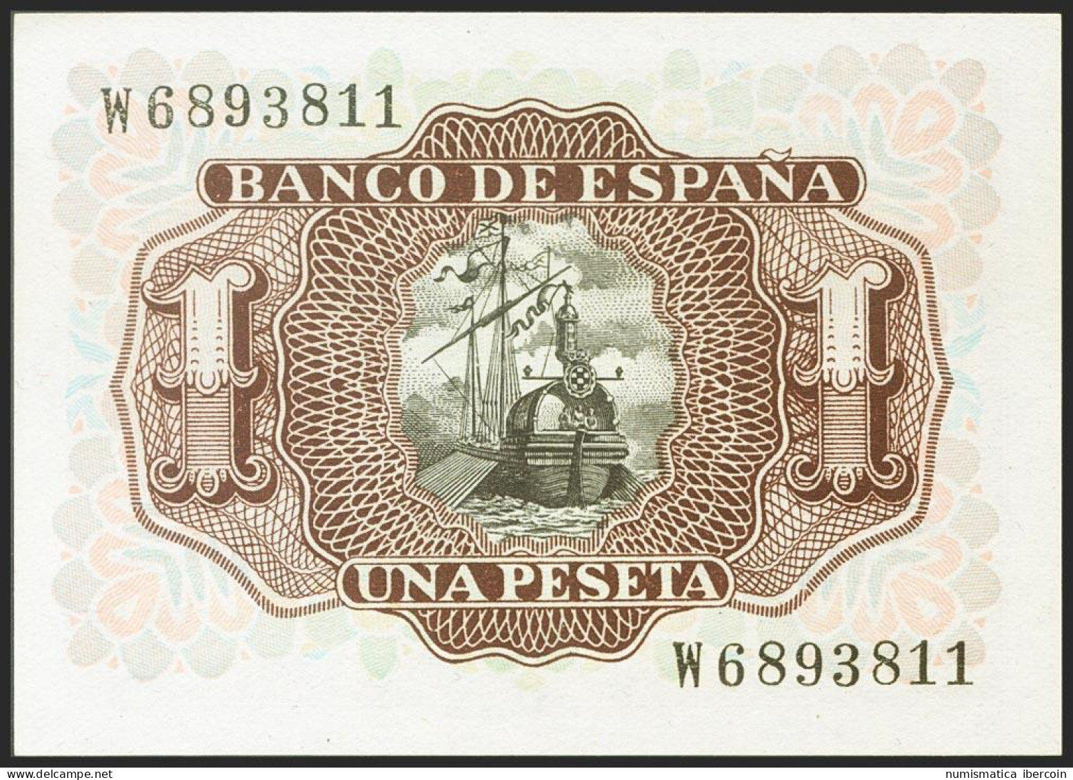 1 Peseta. 22 De Julio De 1953. Serie W. (Edifil 2021: 465a). Apresto Original.  - Otros & Sin Clasificación