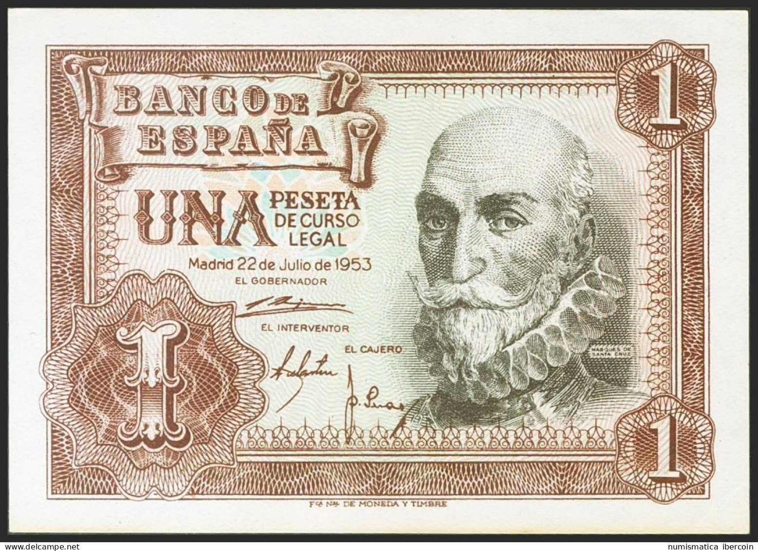 1 Peseta. 22 De Julio De 1953. Serie Y. (Edifil 2021: 465a). Apresto Original.  - Otros & Sin Clasificación