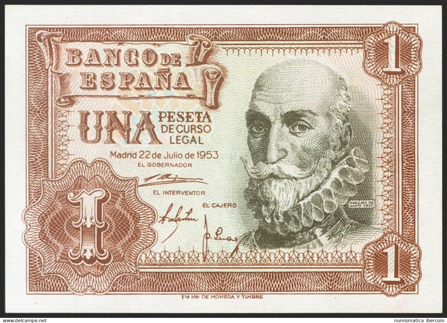 1 Peseta. 22 De Julio De 1953. Serie Y. (Edifil 2021: 465a). Apresto Original.  - Otros & Sin Clasificación